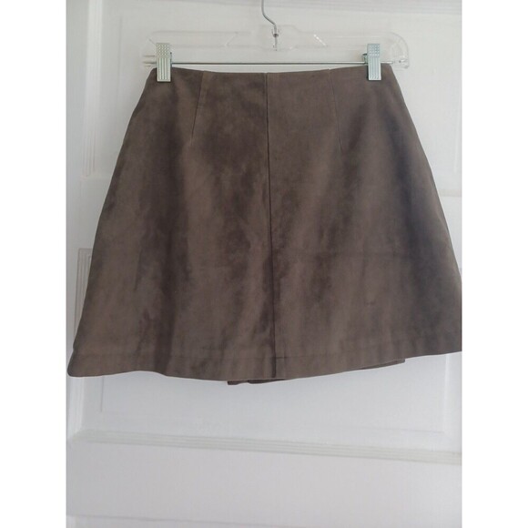 Abercrombie & Fitch chocolate brown faux suede miniskirt 4 wrap grommet boho A&F - Picture 3 of 9
